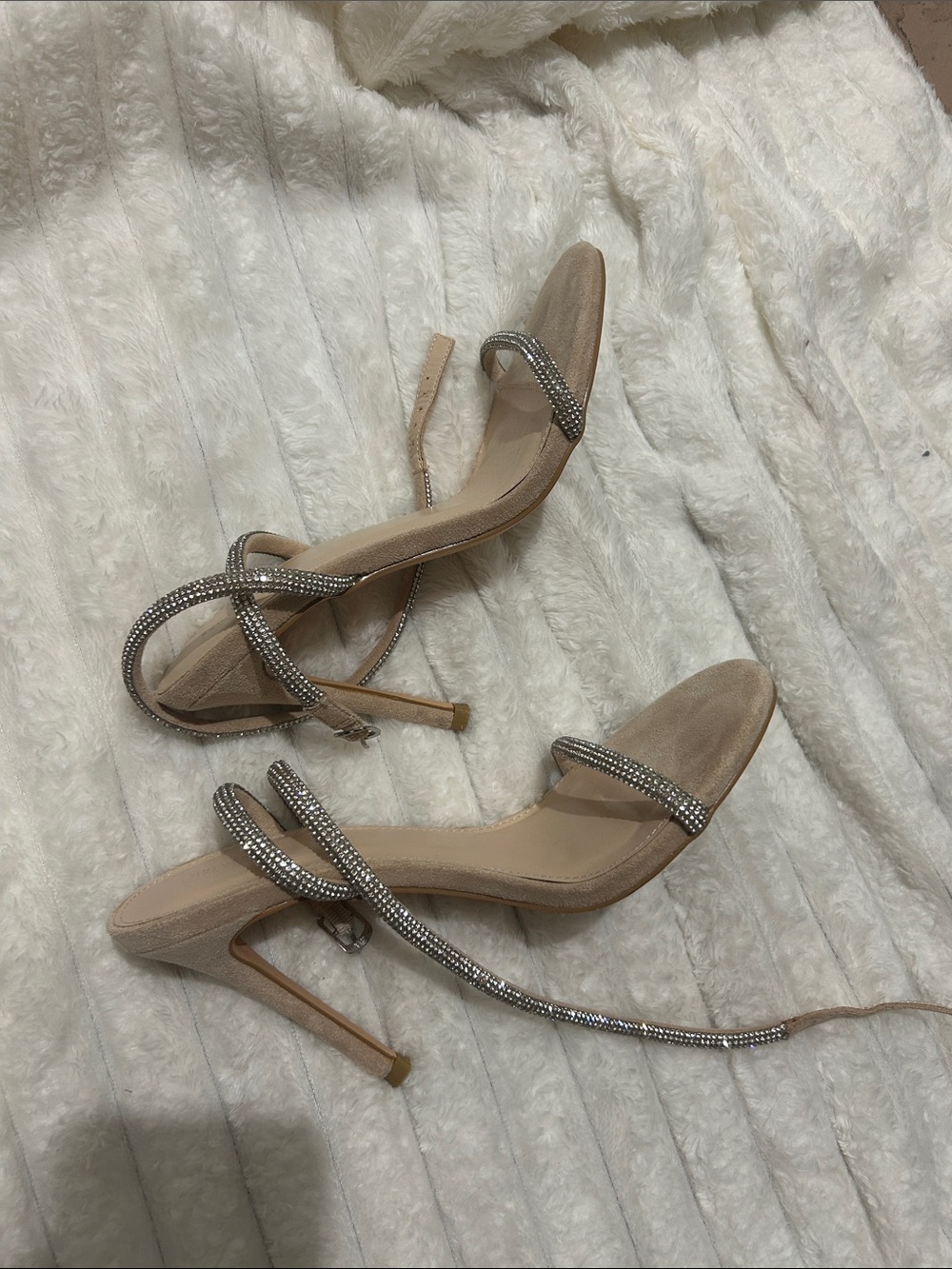 H&M Nude Rhinestone Strap High Heel Sandals